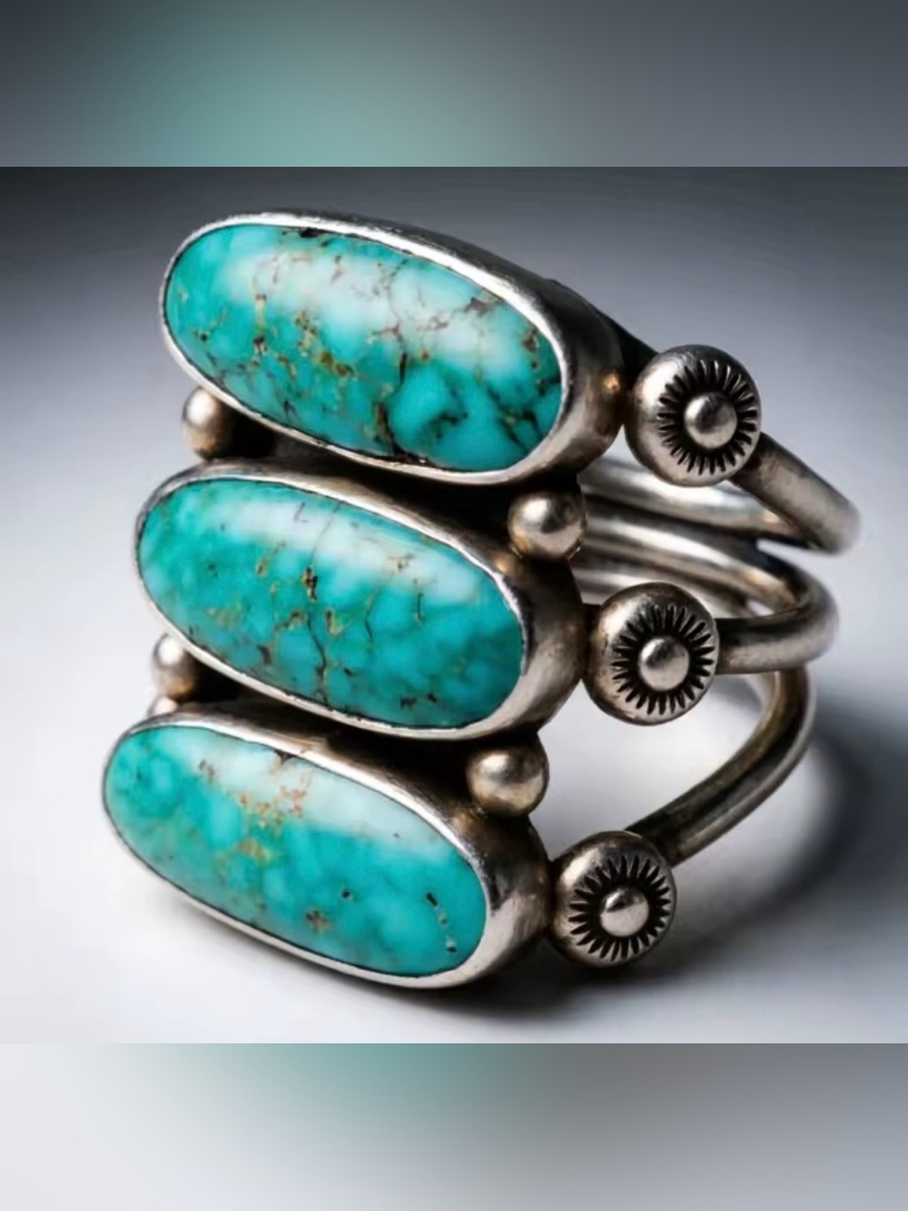 Anthropologie Rare Turquoise Simulant Silver Tone Statement Ring Size 8 NWOT
